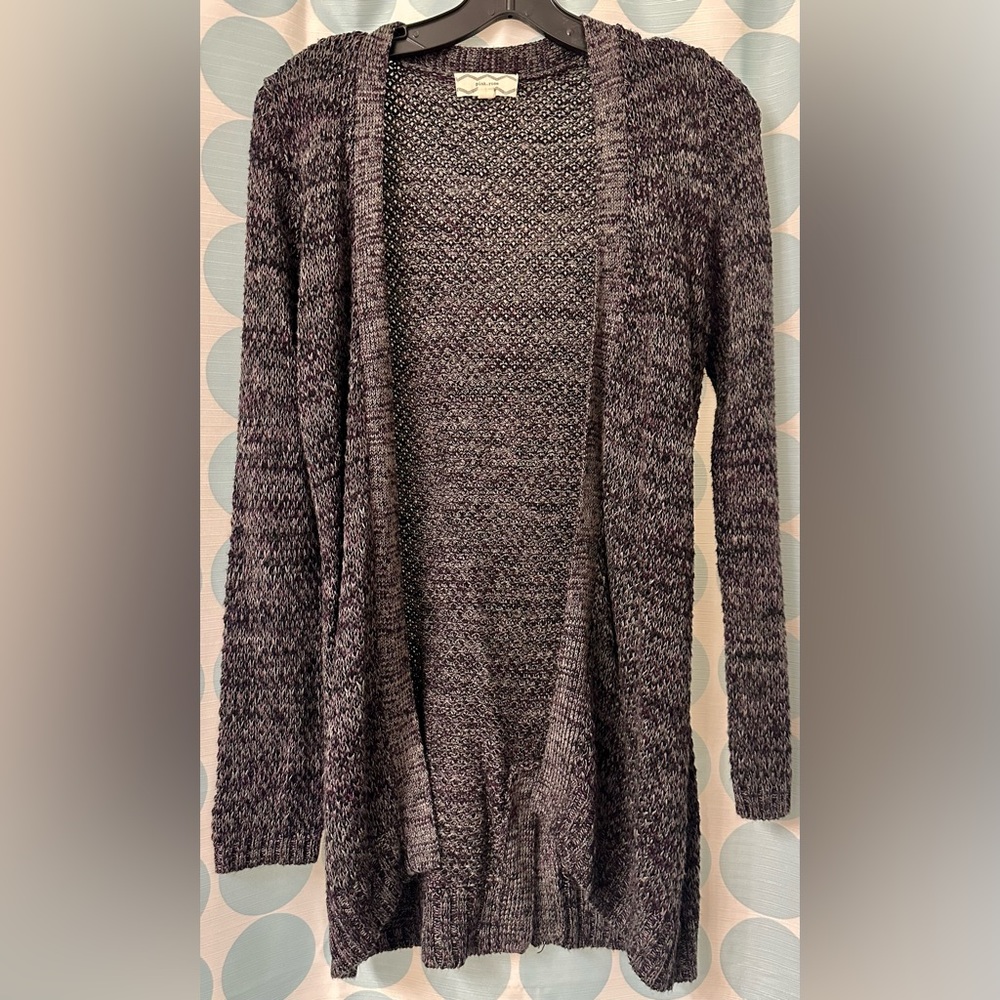 Pink Rose Long Cardigan, Multi color; purple/black/gray, Size S/M